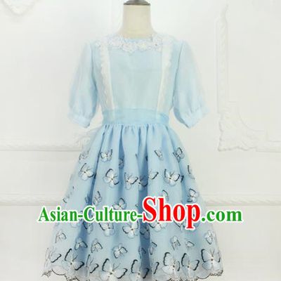 Traditional Classic Elegant Women Costume Organza One-Piece Dress, Restoring Ancient Embroidered Bubble Dress for Women