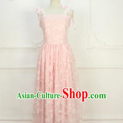 Traditional Classic Elegant Women Costume One-Piece Dress, Restoring Ancient Embroidered Lace Full Dress for Women