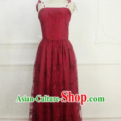 Traditional Classic Elegant Women Costume One-Piece Dress, Restoring Ancient Embroidered Lace Full Dress for Women