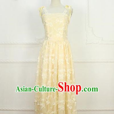 Traditional Classic Elegant Women Costume One-Piece Dress, Restoring Ancient Embroidered Lace Full Dress for Women