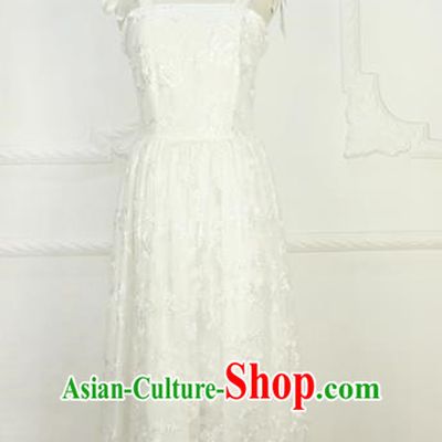 Traditional Classic Elegant Women Costume One-Piece Dress, Restoring Ancient Embroidered Lace Full Dress for Women