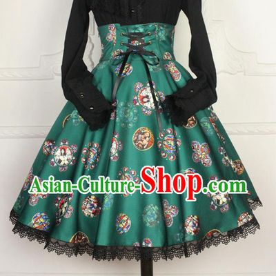 Traditional Classic Elegant Women Costume Fishbone Bust Skirt, Restoring Ancient Princess Drawnstring Gothic Giant Swing Skirt for Women