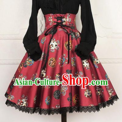 Traditional Classic Elegant Women Costume Fishbone Bust Skirt, Restoring Ancient Princess Gothic Giant Swing Skirt for Women
