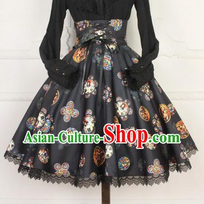 Traditional Classic Elegant Women Costume Fishbone Bust Skirt, Restoring Ancient Princess Gothic Giant Swing Skirt for Women
