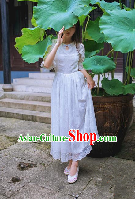 Traditional Chinese Costume Smock China Hanfu BeiZi Modified Long Dress for Women