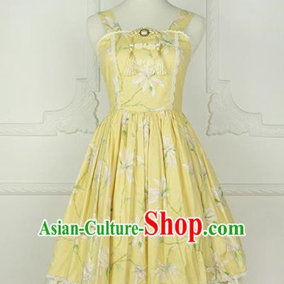 Traditional Classic Chinese Elegant Women Costume One-Piece Dress, Chinese Cheongsam Restoring Ancient Princess Braces Skirt for Women