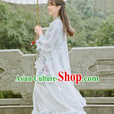 Traditional Classic Chinese Elegant Women Costume Hanfu Smock, Restoring Ancient Han Dynasty Shadow Long Cardigan for Women