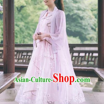 Traditional Classic Chinese Elegant Women Costume Hanfu Smock, Restoring Ancient Han Dynasty Shadow Long Cardigan for Women