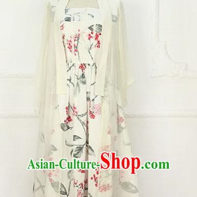 Traditional Classic Chinese Elegant Women Costume Hanfu Smock, Restoring Ancient Han Dynasty Shadow Long Cardigan for Women