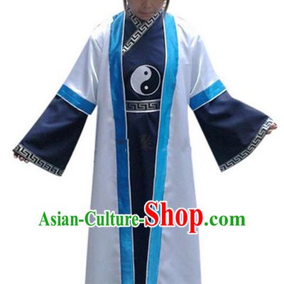 Traditional Chinese Wudang Silk Uniform Taoist Nun Uniform Yin Yang Priest Frock Kungfu Kung Fu Clothing Clothes Martial Pants Shirt Supplies Wu Gong Outfits, Chinese Short-Sleeve Tang Suit Wushu Clothing Tai Chi Suits Uniforms for Women