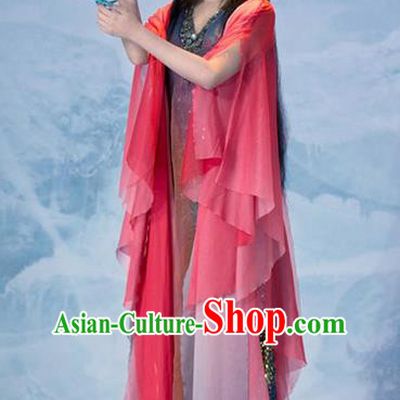 Traditional Chinese Minority Nationality Costumes Ancient Imperial Princess Wedding Costumes, Ancient Chinese Cosplay Queen Princess Costume and Hair Accessories Complete Set for Women