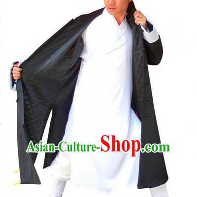 Traditional Chinese Wudang Uniform Taoist Uniform Linen Cotton Wadded Robe Priest Frock Complete Set Kungfu Kung Fu Clothing Clothes Pants Slant Opening Shirt Supplies Wu Gong Outfits, Chinese Tang Suit Wushu Clothing Tai Chi Suits Uniforms for Men