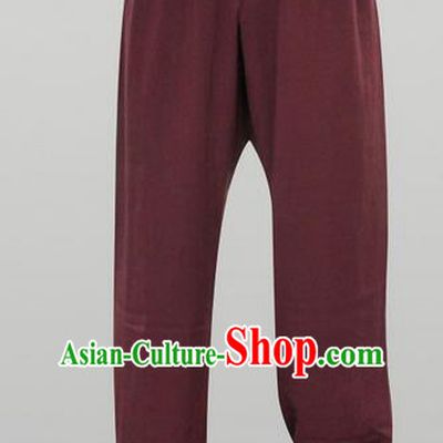 Traditional Chinese Wudang Uniform Taoist Linen Pants Wu Gong Trousers, Chinese Tang Suit Wushu Clothing Tai Chi Bloomers for Men