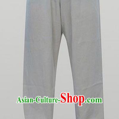 Traditional Chinese Wudang Uniform Taoist Linen Pants Wu Gong Trousers, Chinese Tang Suit Wushu Clothing Tai Chi Bloomers for Men