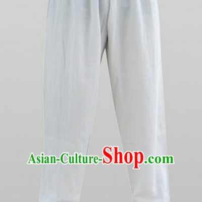 Traditional Chinese Wudang Uniform Taoist Linen Pants Wu Gong Trousers, Chinese Tang Suit Wushu Clothing Tai Chi Bloomers for Men