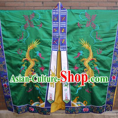 Traditional Chinese Wudang Uniform Taoist Cassock Robes Silk Embroidery Double Dragons Robe Ssangyong Robe for Men