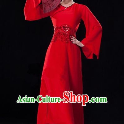 Traditional Chinese Classical Ink Painting Yangko Dance Dress, Yangge Fan Dancing Costume, Folk Dance Yangko Costume For Women