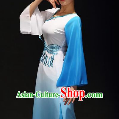Traditional Chinese Classical Ink Painting Yangko Dance Dress, Yangge Fan Dancing Costume, Folk Dance Yangko Costume For Women