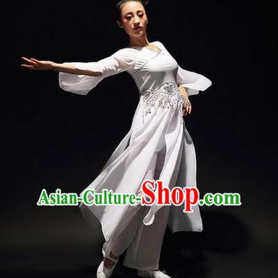 Traditional Chinese Classical Ink Painting Yangko Dance Dress, Yangge Fan Dancing Costume, Folk Dance Yangko Costume For Women