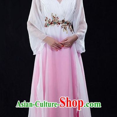 Traditional Chinese Classical Ink Painting Yangko Dance Dress, Yangge Fan Dancing Costume Chorus Suits, Folk Dance Yangko Costume for Women