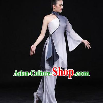 Traditional Chinese Classical Ink Painting Yangko Dance Dress, Yangge Fan Dancing Costume, Folk Dance Yangko Costume For Women