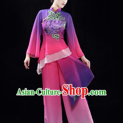 Traditional Chinese Classical Yangko Dance Dress, Yangge Fan Dancing Costume Suits, Folk Dance Yangko Costume for Women