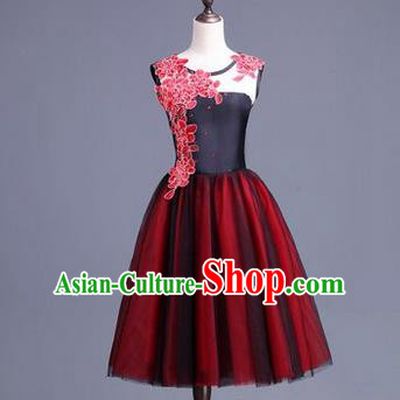 Traditional Chinese Classical Modern Dance Bubble Dress, Yangge Fan Dancing Costume Chorus Suits, Folk Dance Yangko Costume for Women