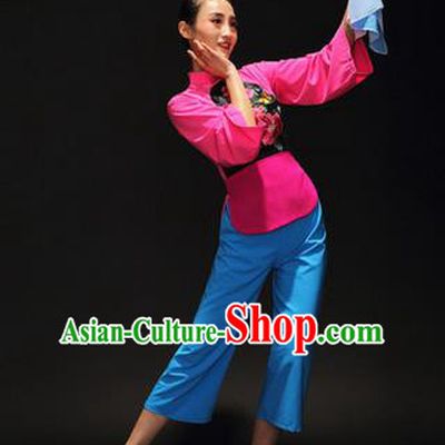 Traditional Chinese Classical Yangko Drama Dance Dress, Yangge Fan Dancing Costume Umbrella Dance Suits, Folk Dance Yangko Costume for Women