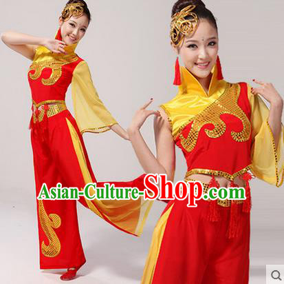 Traditional Chinese Yangge Fan Dancing Costume