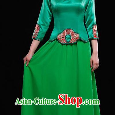 Traditional Chinese Classic Stage Performance Chorus Singing Group Dance Costumes Cheongsam Dress, Chorus Competition Costume, Compere Costumes for Women