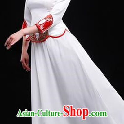 Traditional Chinese Classic Stage Performance Chorus Singing Group Dance Costumes Cheongsam Dress, Chorus Competition Costume, Compere Costumes for Women