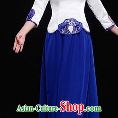 Traditional Chinese Classic Stage Performance Chorus Singing Group Dance Costumes Cheongsam Dress, Chorus Competition Costume, Compere Costumes for Women