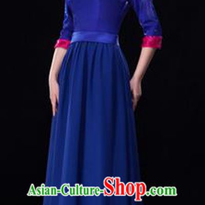 Traditional Chinese Classical Modern Dance Dress, Yangge Fan Dancing Costume Lace Chorus Suits, Folk Dance Yangko Costume for Women