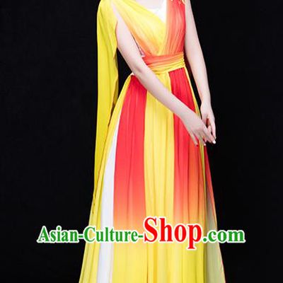 Traditional Chinese Classical Yangko Gradient Dance Dress, Yangge Fan Dancing Costume Chorus Suits, Folk Dance Yangko Costume for Women