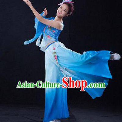 Traditional Chinese Classical Yangko Umbrella Dance Dress, Yangge Fan Dancing Costume Umbrella Dance Suits, Folk Dance Yangko Costume for Women