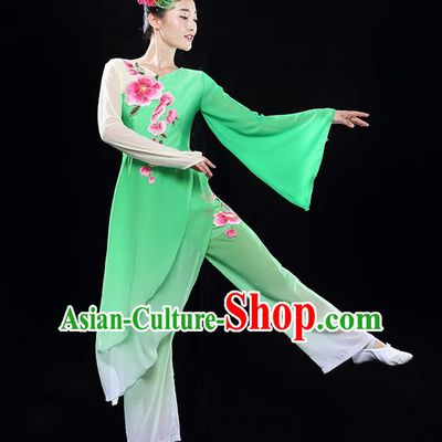 Traditional Chinese Classical Yangko Jasmine Flower Dance Dress, Yangge Fan Dancing Costume Umbrella Dance Suits, Folk Dance Yangko Costume for Women