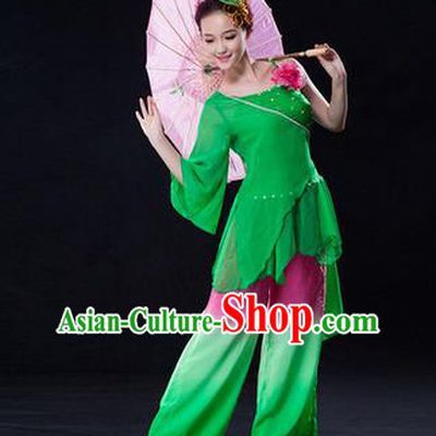 Traditional Chinese Classical Yangko Lotus Dance Dress, Yangge Fan Dancing Costume Umbrella Dance Suits, Folk Dance Yangko Costume for Women