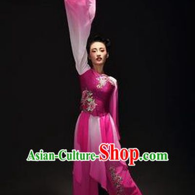 Traditional Chinese Classical Twirls Dance Dress, Long Water-Sleeve Dancing Costume Umbrella Dance Suits, Folk Dance Yangko Costume for Women