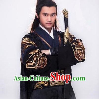 Traditional Chinese Ancient Men Costumes, Ancient Chinese Cosplay General Swordsmen Roayl Prince Embroidered Costume Complete Set for Men