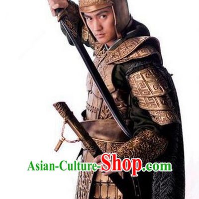 Traditional Chinese Ancient General Costumes, Ancient Chinese Cosplay General Swordsmen Knight General Costume Armour Complete Set for Men