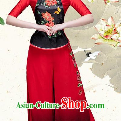 Traditional Chinese Classical Yangko Dance Dress, Yangge Fan Dancing Costume Umbrella Dance Suits, Folk Dance Yangko Costume for Women
