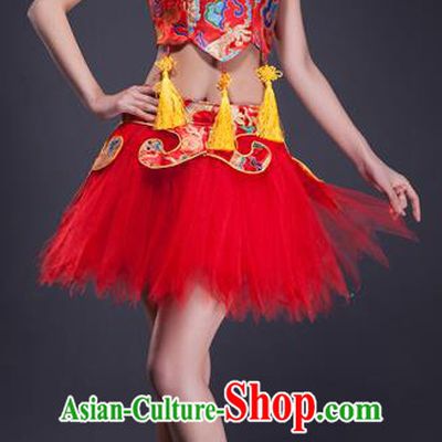 Traditional Chinese Classical Yangko Drum Dance Dress, Yangge Fan Dancing Costume Umbrella Dance Suits, Folk Dance Yangko Costume for Women