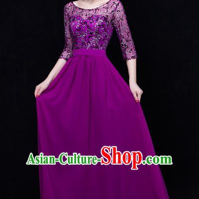 Traditional Chinese Classic Stage Performance Chorus Singing Group Dance Costumes, Chorus Competition Costume, Compere Costumes for Women