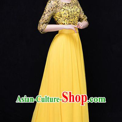 Traditional Chinese Classic Stage Performance Chorus Singing Group Dance Costumes, Chorus Competition Costume, Compere Costumes for Women