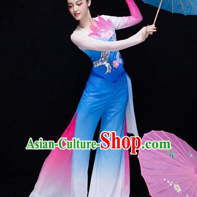 Traditional Chinese Classical Yangko Dance Dress, Yangge Fan Dancing Costume Umbrella Dance Suits, Folk Dance Yangko Costume for Women