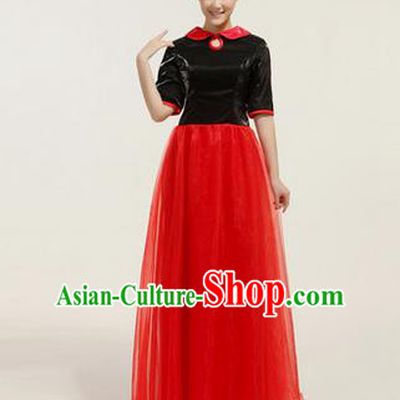 Traditional Chinese Classic Stage Performance Chorus Singing Group Dress Modern Dance Lace Costumes, Chorus Competition Costume, Compere Costumes for Women