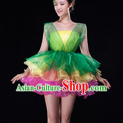 Traditional Chinese Classic Stage Performance Chorus Modern Dance Costumes Bubble Dress, Chorus Competition Costume, Compere Costumes for Women