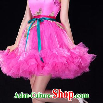 Traditional Chinese Classic Stage Performance Chorus Modern Dance Costumes Bubble Dress, Chorus Competition Costume, Compere Costumes for Women