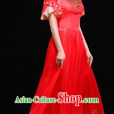Traditional Chinese Classic Stage Performance Chorus Modern Dance Costumes Dress, Chorus Competition Costume, Compere Costumes for Women