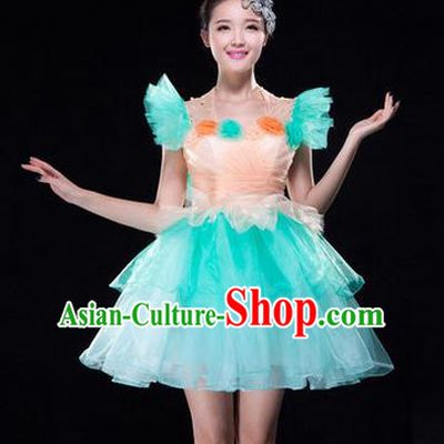 Traditional Chinese Classic Stage Performance Chorus Modern Dance Costumes Bubble Dress, Chorus Competition Costume, Compere Costumes for Women